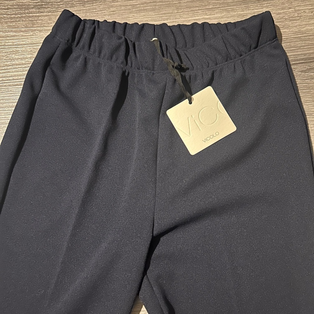 Elegant dark blue Flared Women's Pants - Picture 5 of 6